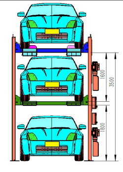 DFPT 608 E - 4-Säulen-Parkbühne 3-fach Triple elektrisch
